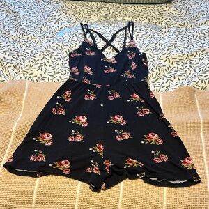 Floral Black Romper